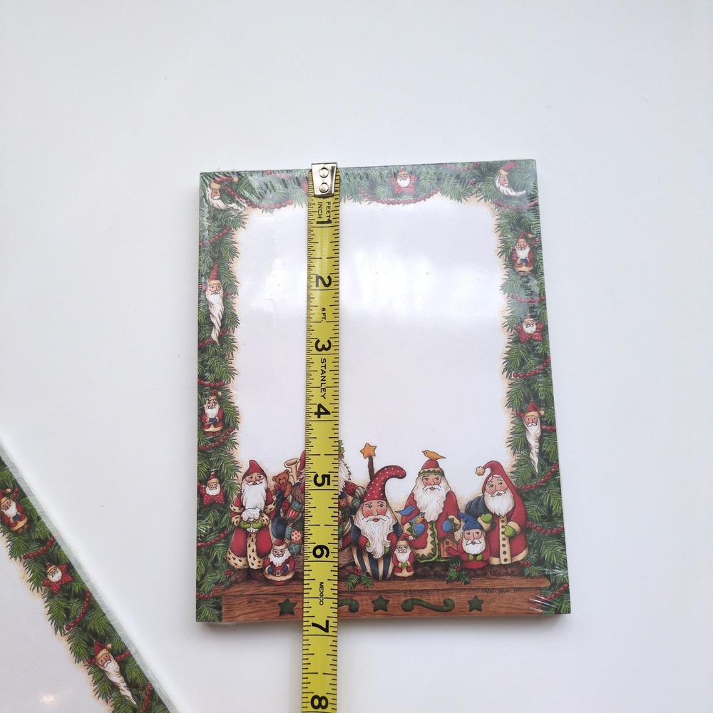 Vtg 90s Main Street Press Santa Gnome Elves Notepad Christmas Debi Hron Folk Art - Picture 8 of 9
